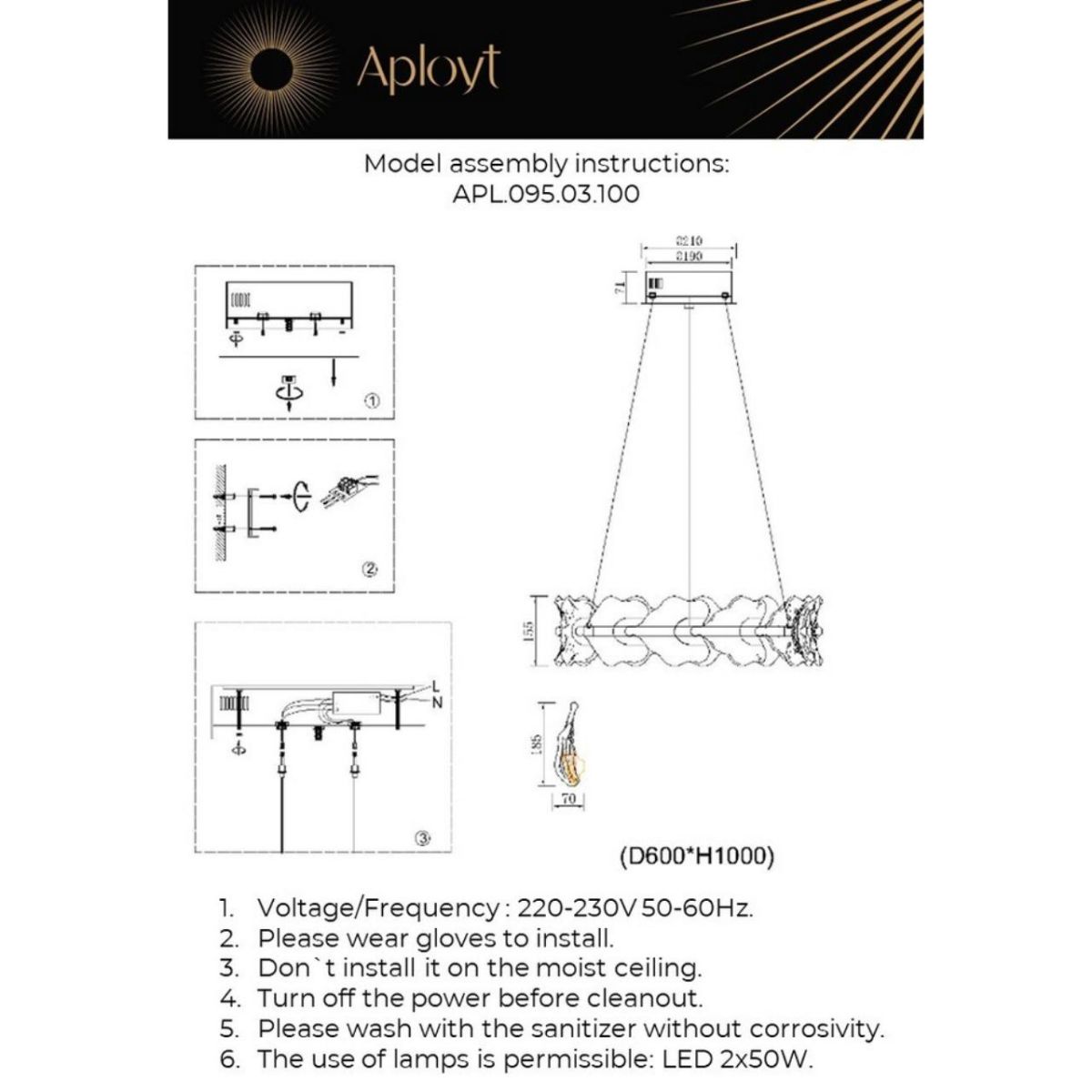 Подвесная люстра Aployt Fifi APL.095.03.100 в Санкт-Петербурге
