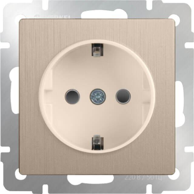 Розетка Werkel с заземлением и шторками шампань рифленая WL10-SKGS-01-IP44 4690389085253 в Санкт-Петербурге