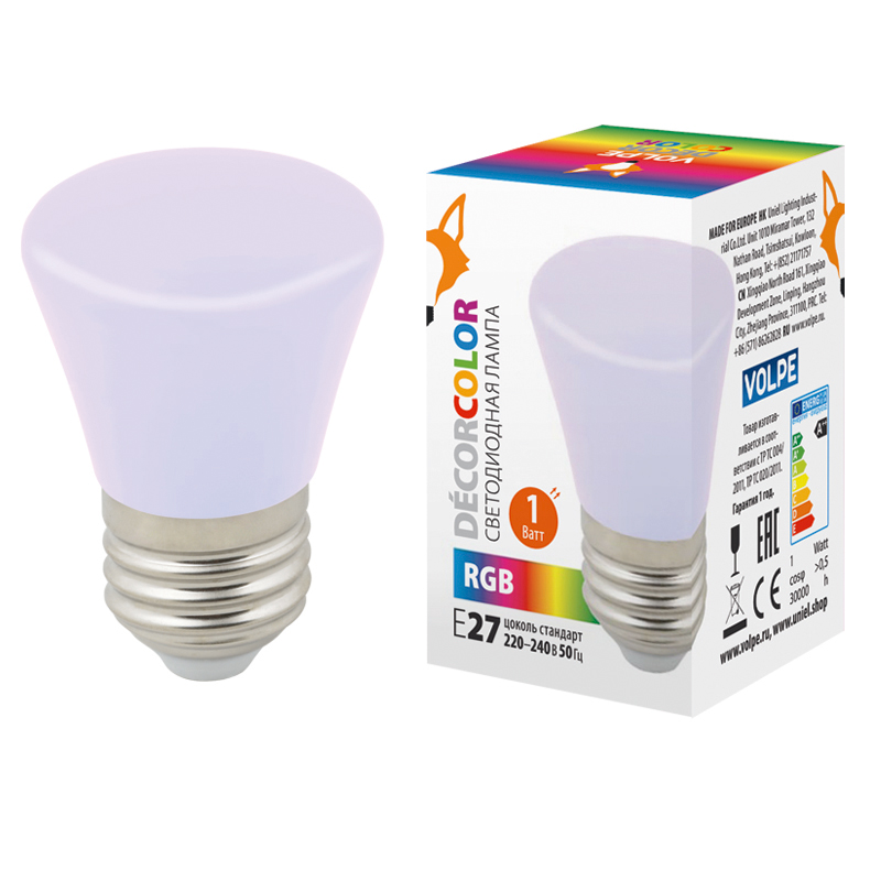 Лампа светодиодная Volpe Decor color LED-D45-1W/RGB/E27/FR/С BELL UL-00005805 в Санкт-Петербурге