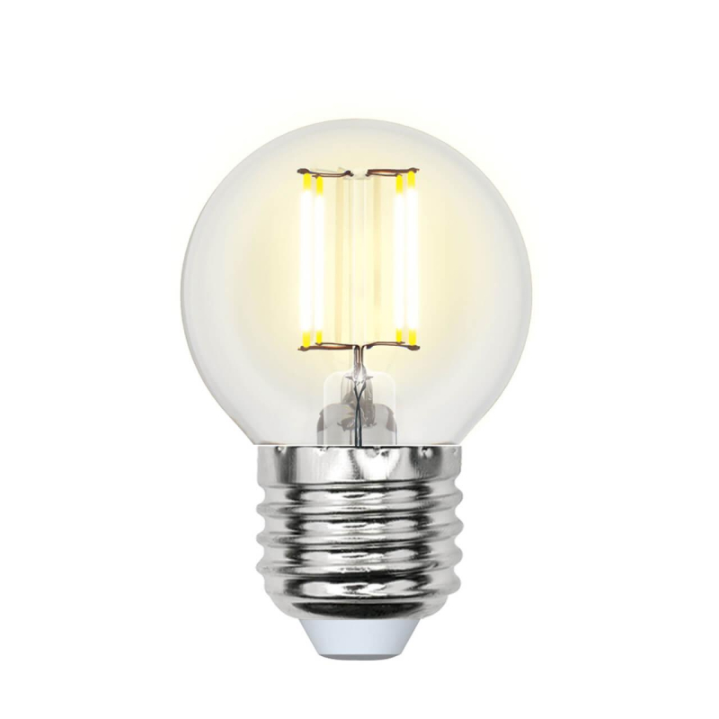 Лампа светодиодная филаментная (UL-00001370) Uniel E27 6W 4000K прозрачная LED-G45-6W/NW/E27/CL PLS02WH в Санкт-Петербурге
