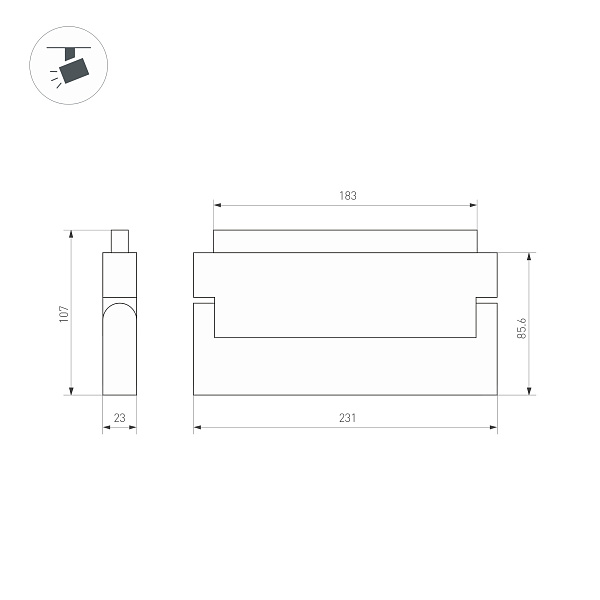 Трековый светодиодный светильник для магнитного шинопровода Arlight Mag-Orient-Flat-Fold-S230-12W 034661 в Санкт-Петербурге