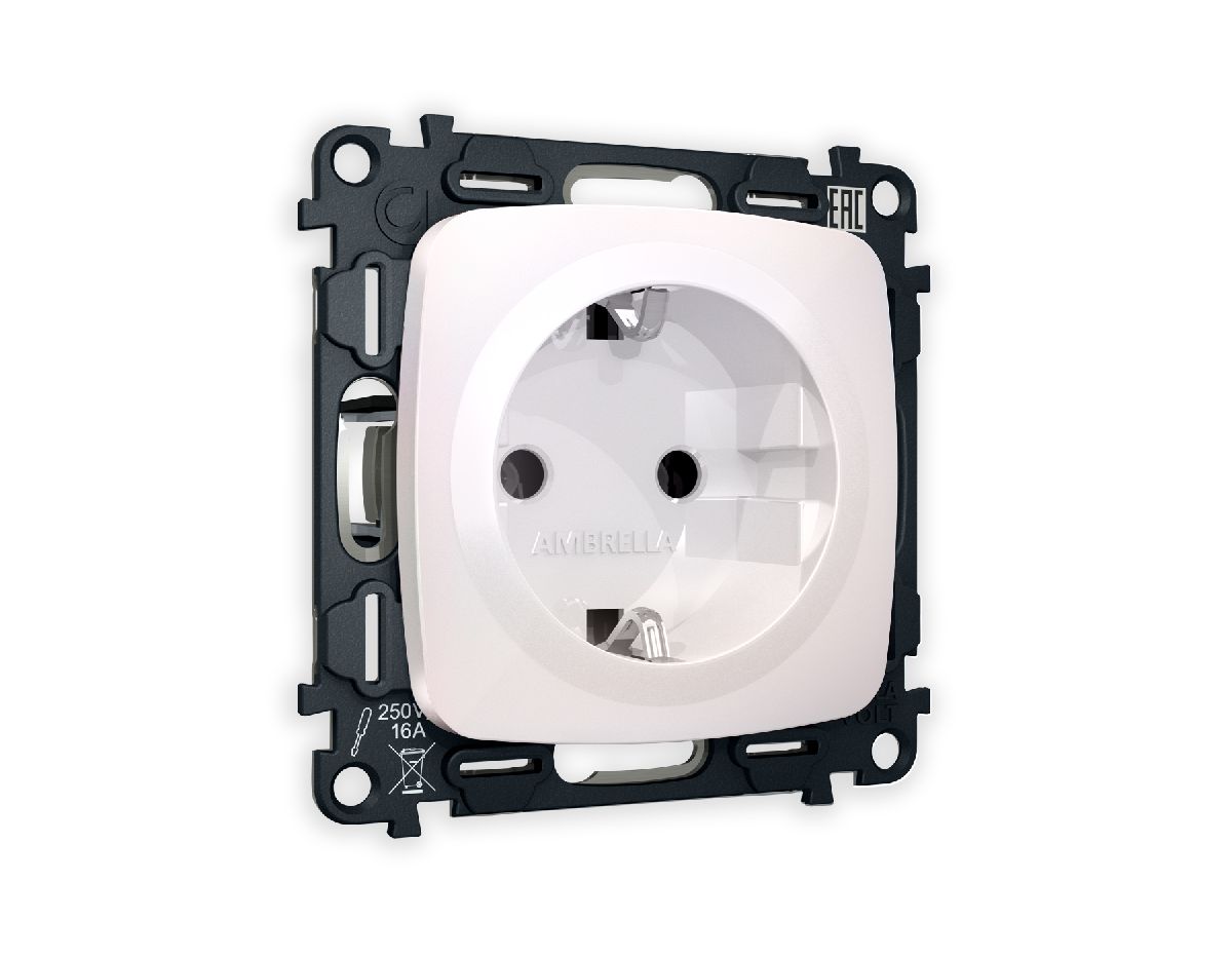 Комплект механизма розетки с/з на винтовых зажимах Ambrella Volt Omega MO206010 в Санкт-Петербурге