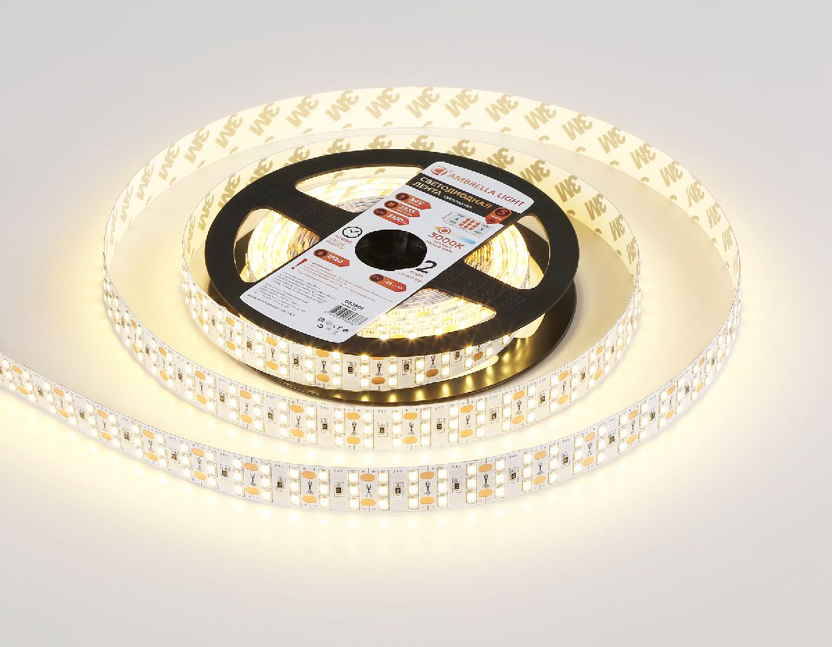 Светодиодная лента трехрядная Ambrella Light LED Strip 24В 2835 26Вт/м 3000K 5м IP20 GS3901 в Санкт-Петербурге