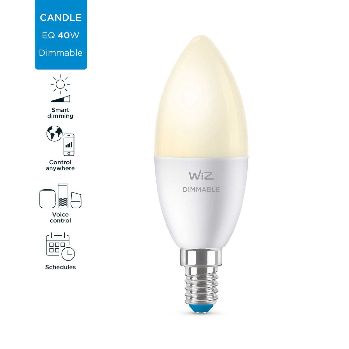 Умная светодиодная лампа Wiz Wi-Fi BLE40WC37E14927DIM1PF/6 E14 4,9W 2700K 929002448502 в Санкт-Петербурге