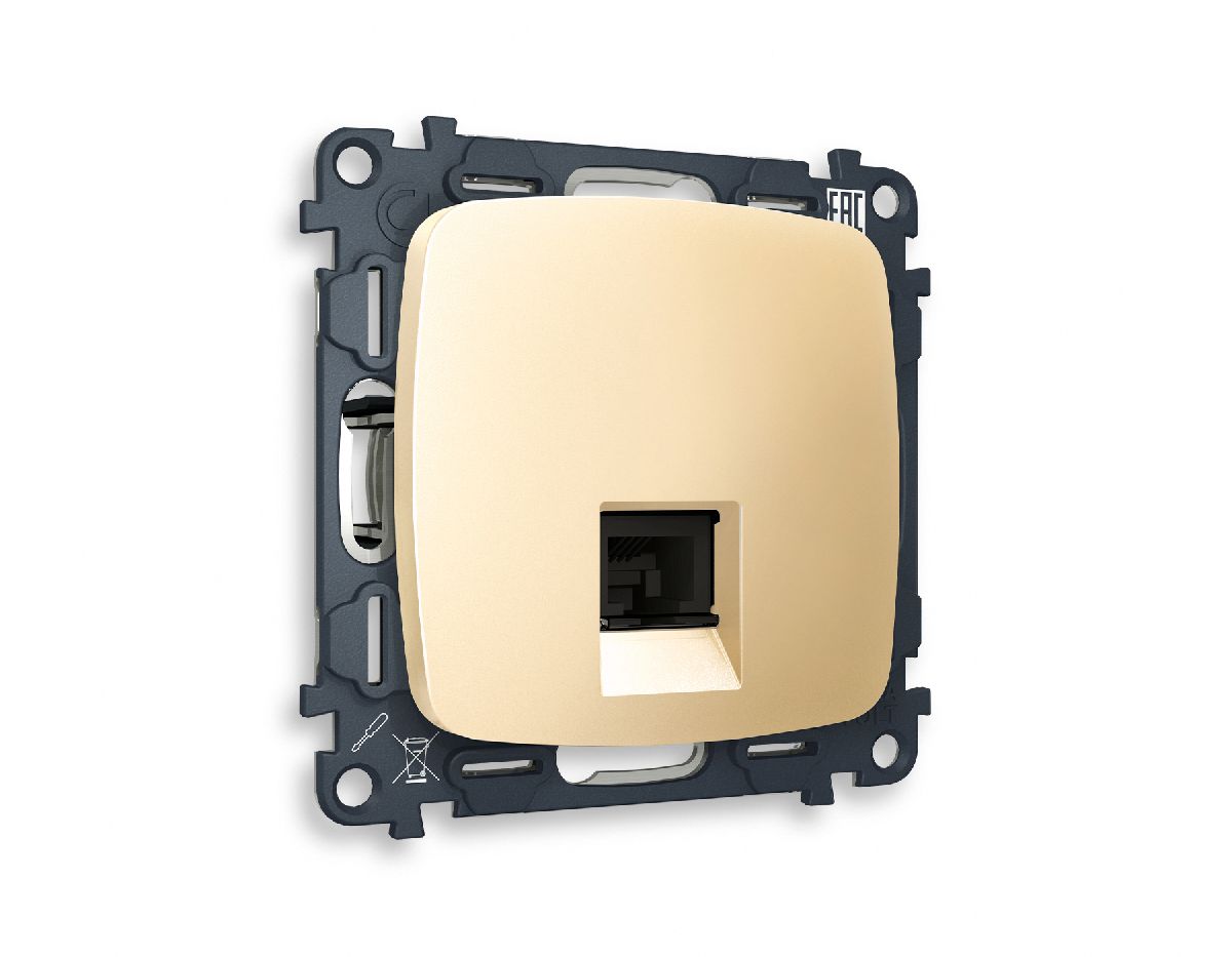 Комплект механизма телефонной розетки RJ-11(4P4C) со шторкой Ambrella Volt Omega MO612030 в Санкт-Петербурге