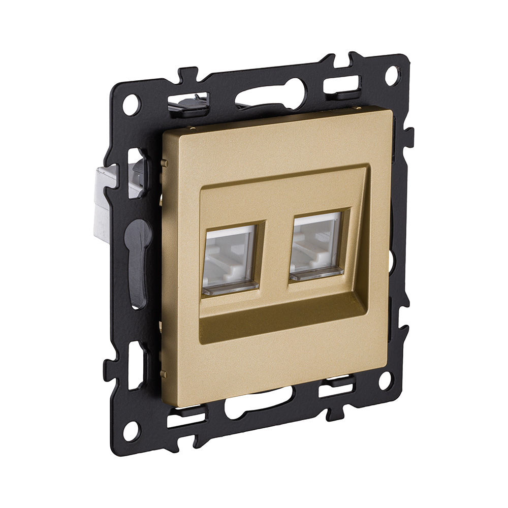 Розетка двойная Ethernet RJ45 Cat.6, золотой Kollinger Asthetik AS-018GD в #REGION_NAME_DECLINE_PP#