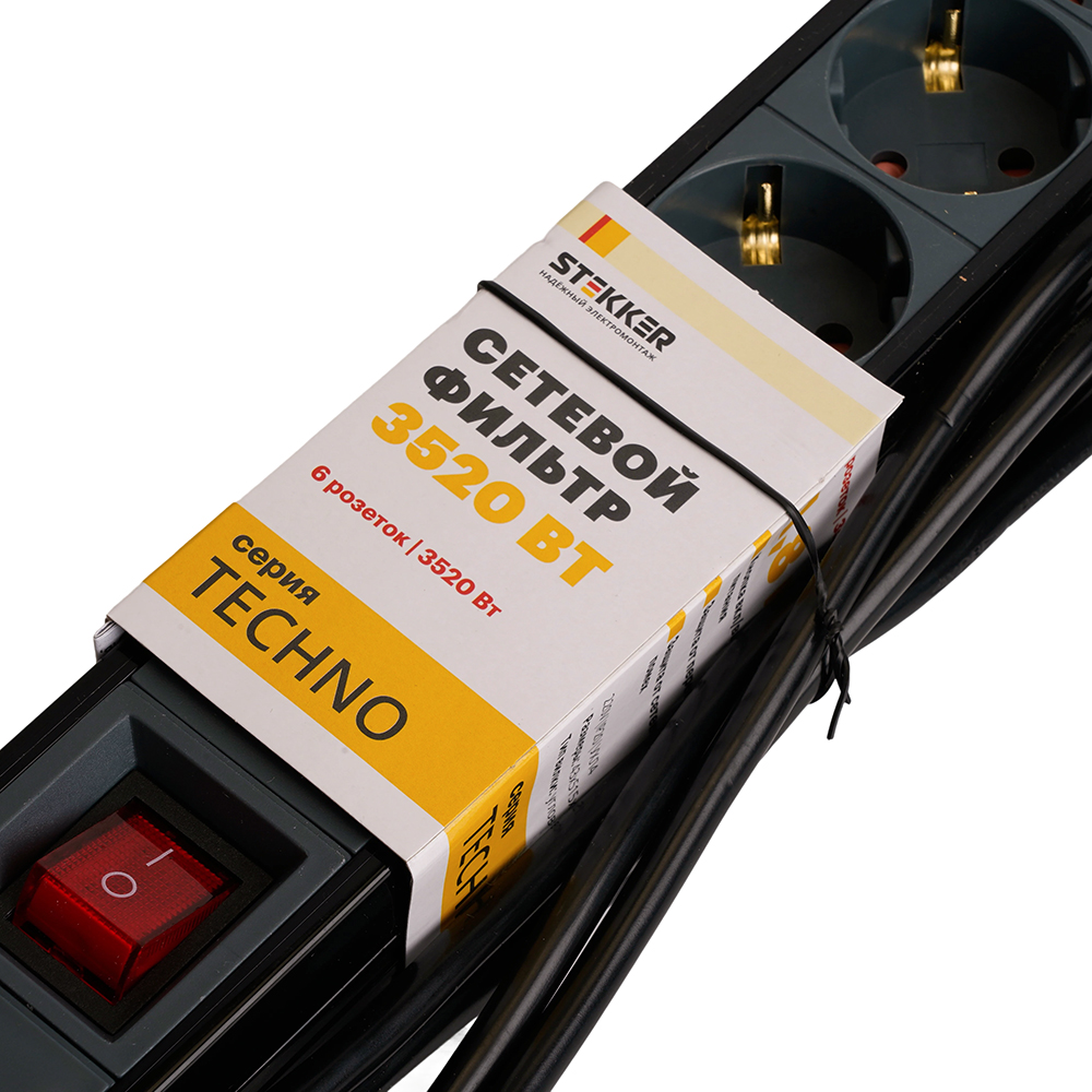 Сетевой фильтр 6-местный с/з Stekker Techno HM22-61-03 50160 в Санкт-Петербурге