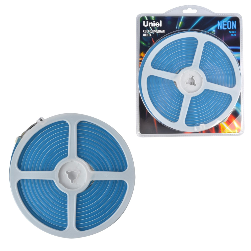 Светодиодная лента Uniel ULS-N01-2835-120LED/m-6mm-IP67-DC12V-9W/m-5M-BLUE блистер в Санкт-Петербурге