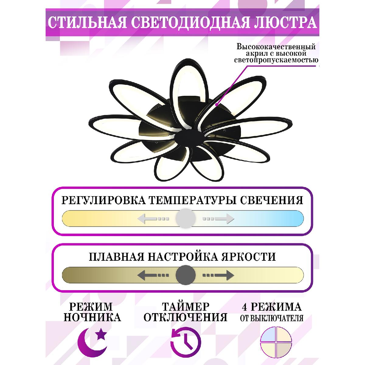 Потолочная люстра Natali Kovaltseva Holder HIGH-TECH LED LAMPS 82009 BLACK в Санкт-Петербурге