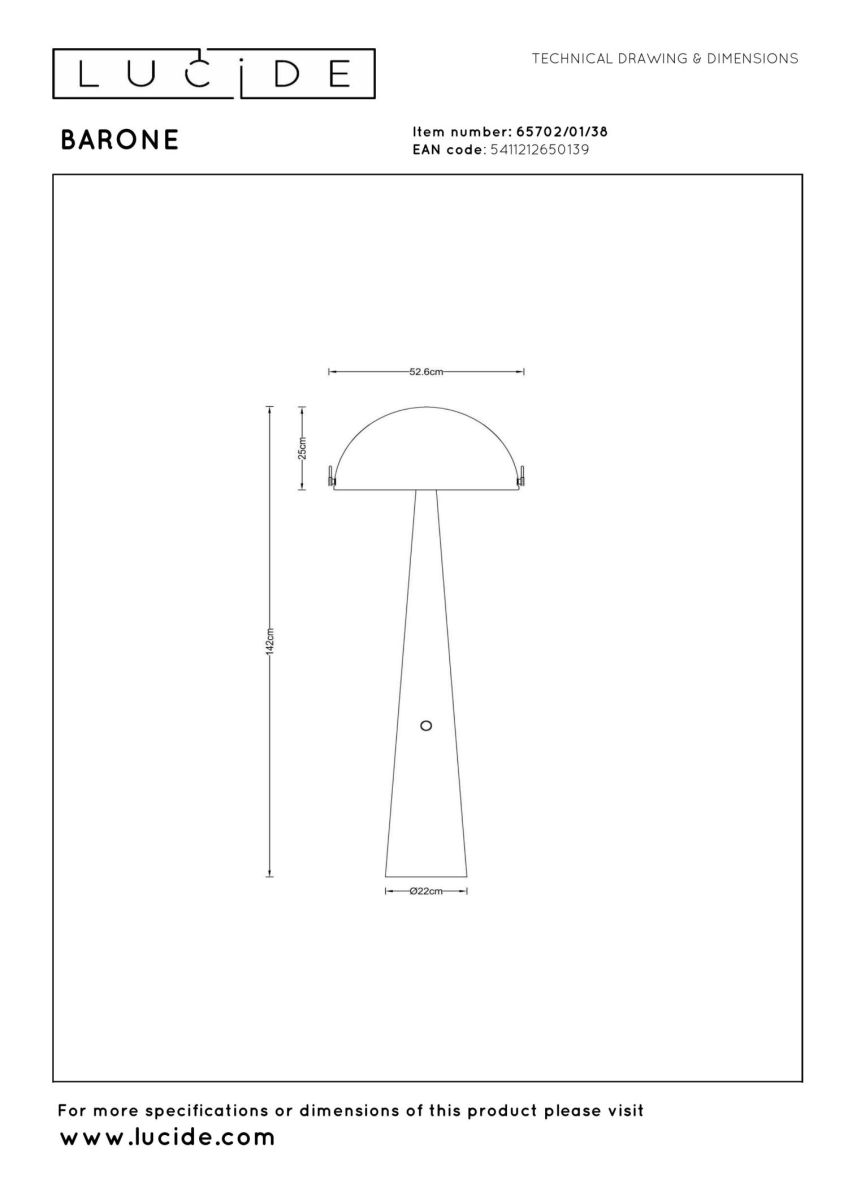 Торшер Lucide Barone 65702/01/38 в #REGION_NAME_DECLINE_PP#