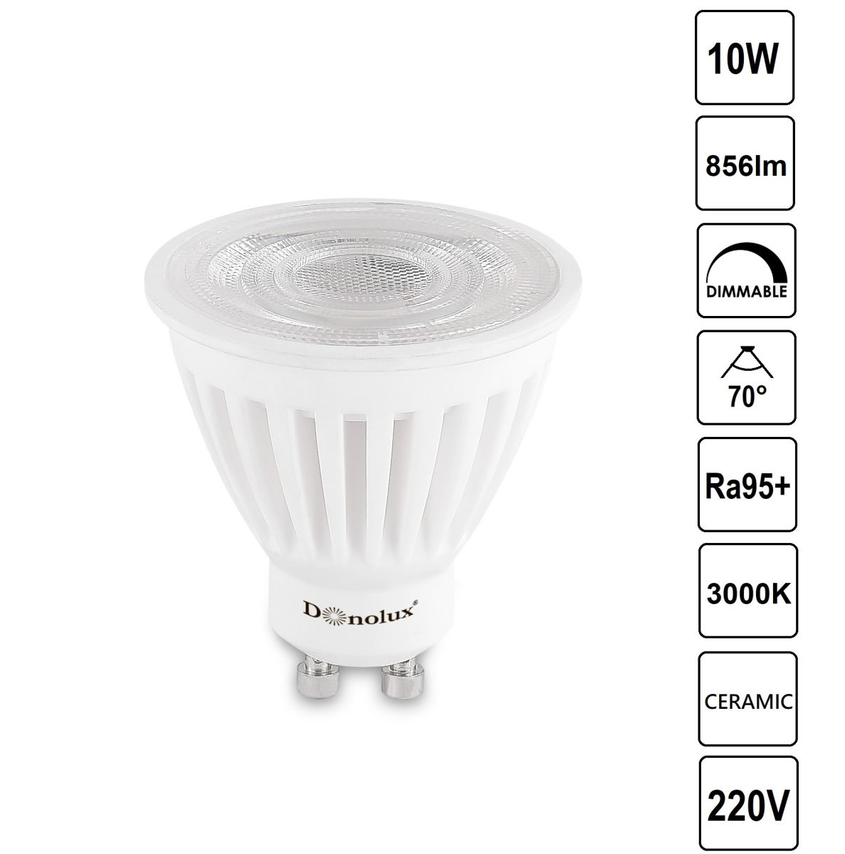 Светодиодная лампа Donolux GU10 10W 3000K DL18275W10GU10 70Dim в Санкт-Петербурге