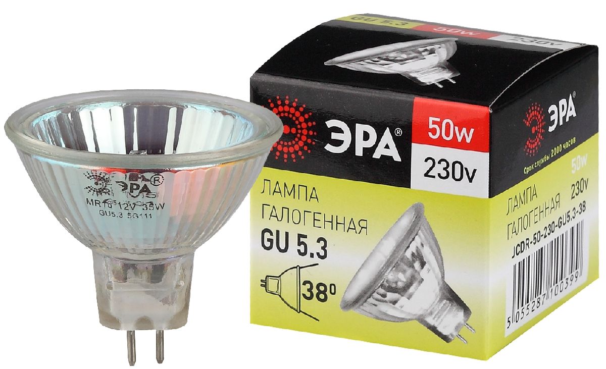 Лампа галогенная Эра GU5.3 50W 3000K GU5.3-JCDR (MR16) -50W-230V-CL C0027365 в #REGION_NAME_DECLINE_PP#