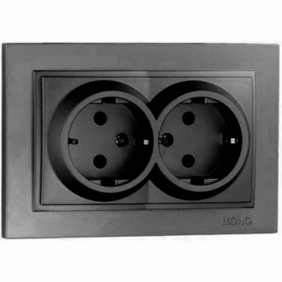 Розетка двойная з заземлення Mono Electric Despina 16А 250В графит 102-202004-120 в Санкт-Петербурге