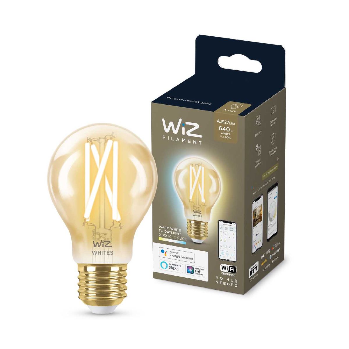 Умная светодиодная лампа Wiz Wi-Fi BLE50WA60E27920-50Amb1PF/6 E27 7W 2700/6500K 929003017401 в Санкт-Петербурге