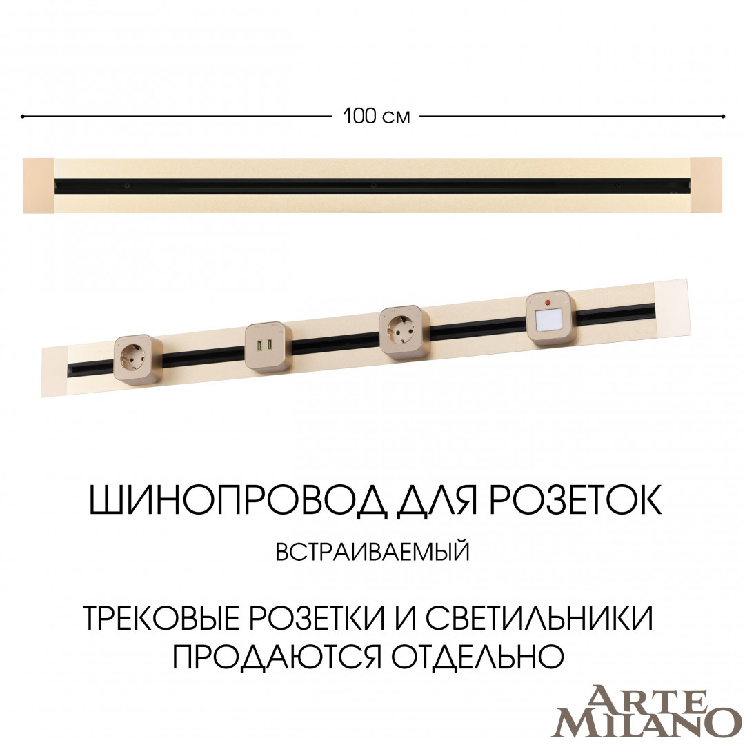 Встраиваемый шинопровод Arte Milano Am-track-sockets 382301TB/100 Gold в Санкт-Петербурге