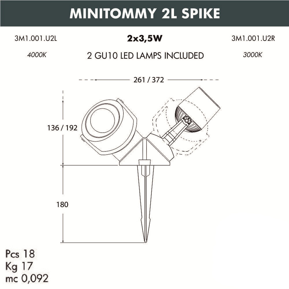 Ландшафтный светодиодный светильник Fumagalli Minitommy 2L Spike 3M1.001.000.AXU2L в Санкт-Петербурге