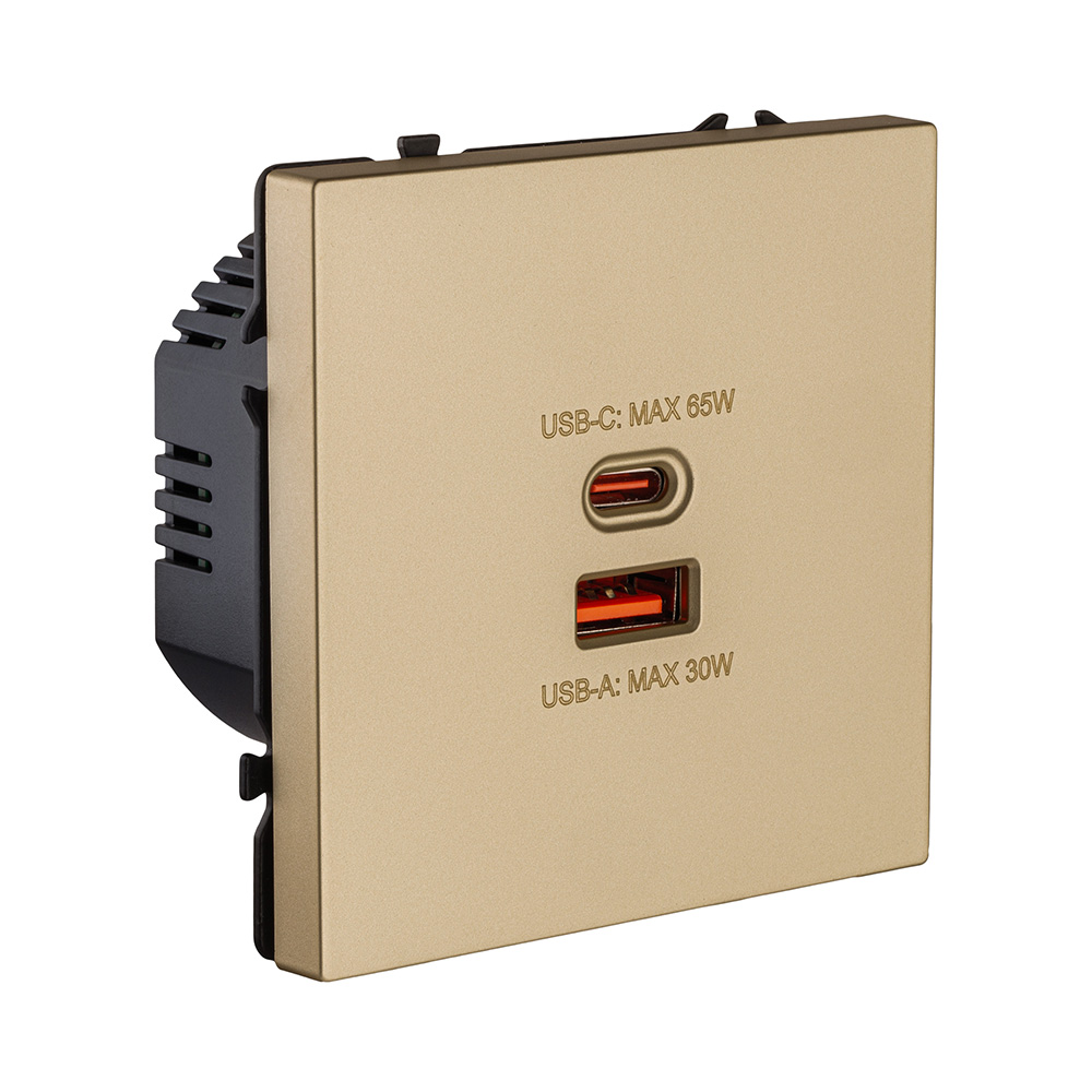 Розетка USB A+C 65W, золотой Kollinger Eclipse EC-024GD в #REGION_NAME_DECLINE_PP#