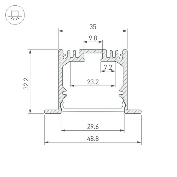 Алюминиевый профиль Arlight ARH-Power-W35-3000 Anod 036136 в Санкт-Петербурге