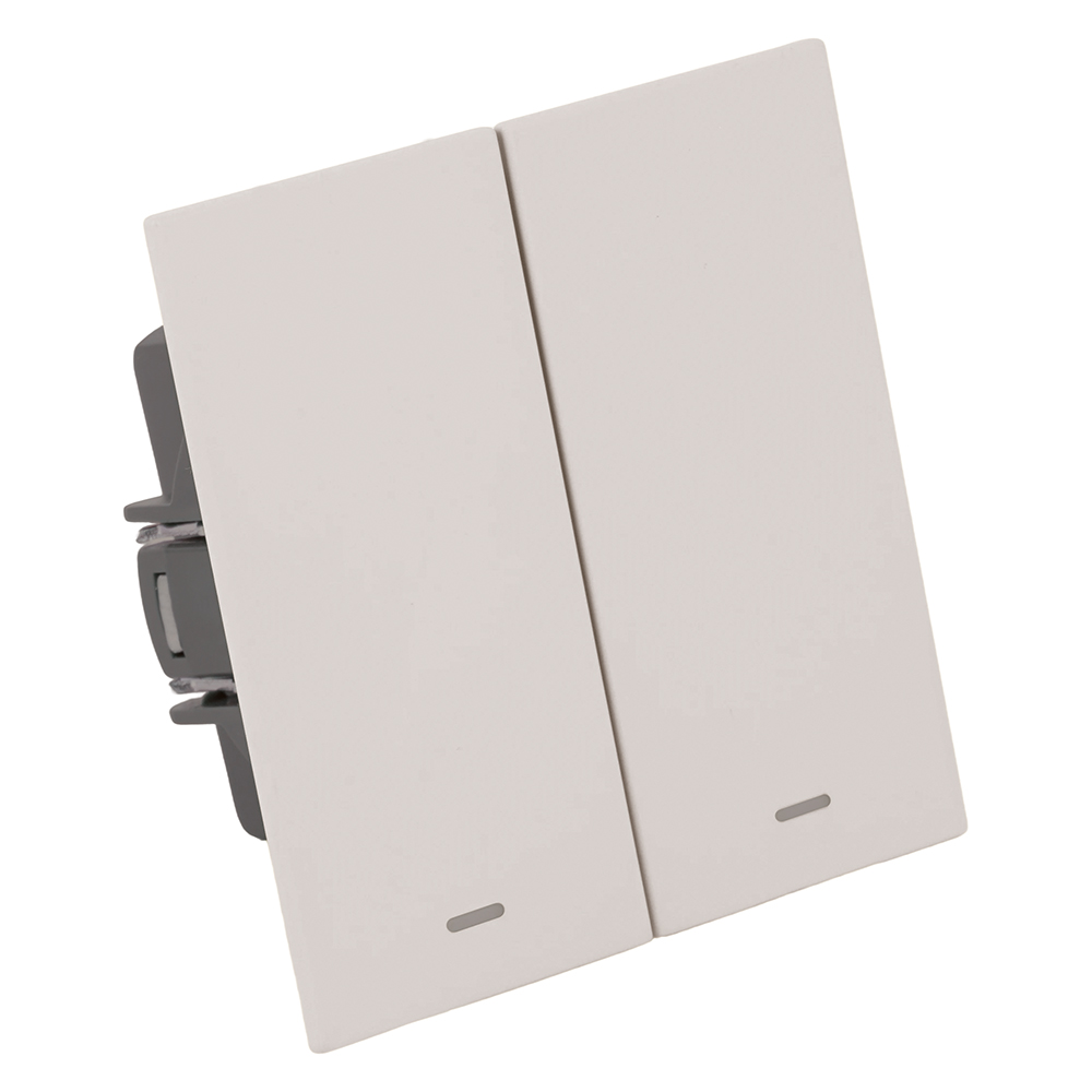 Выключатель 2-клавишный c индикатором (механизм) Stekker Мия 250В 10А RSW10-3102-10 пудровый жемчуг 50476 в Санкт-Петербурге