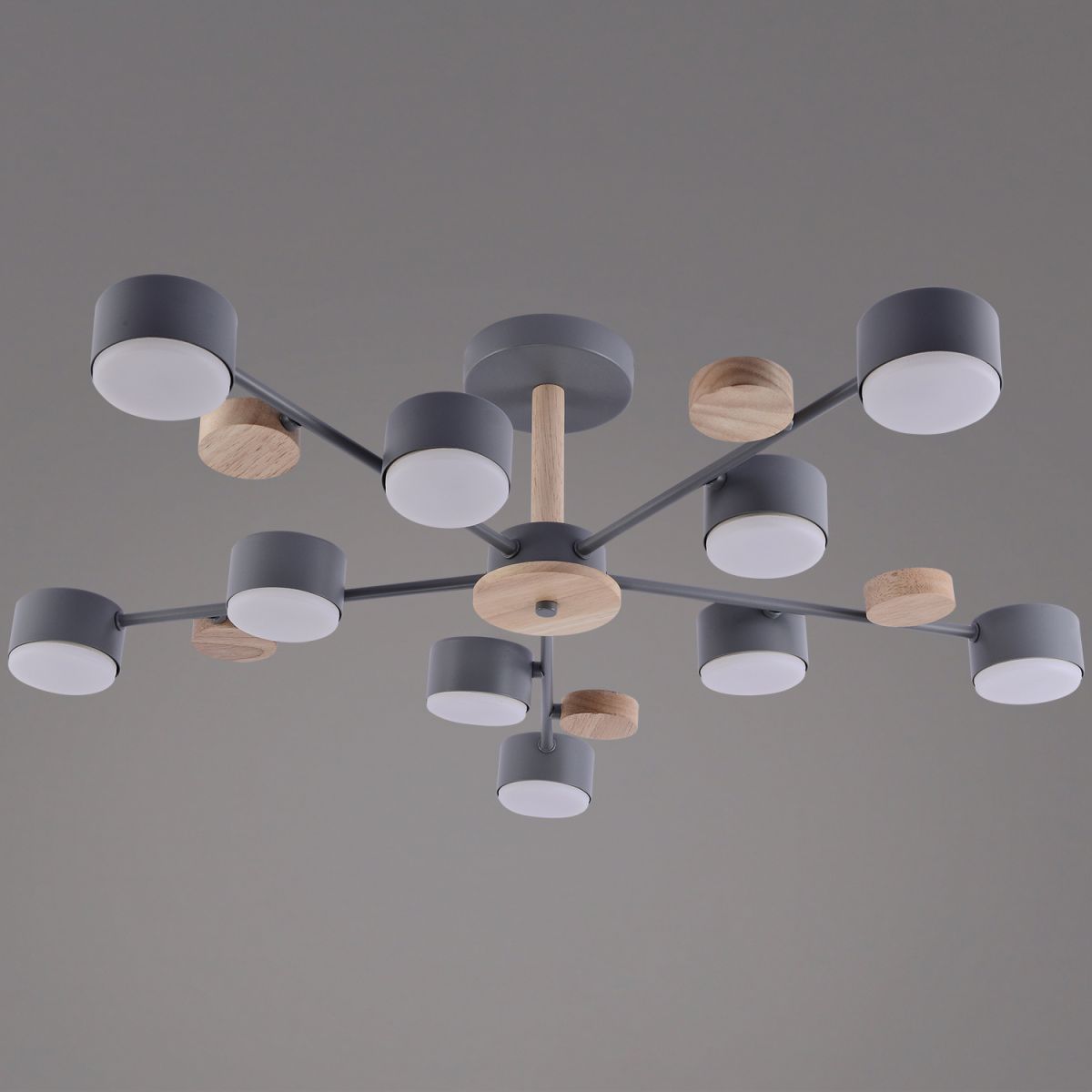 Потолочная люстра Reluce 03758-0.3-10 GREY+WOOD GX53 в Санкт-Петербурге