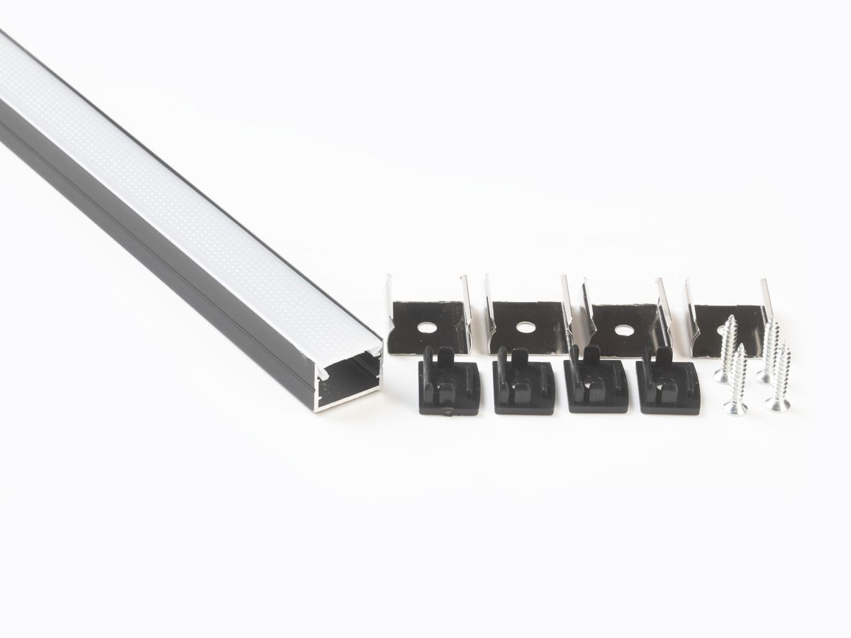 Профиль накладной LEDS POWER СПН1712 алюм. черный с призм.рассеивателем 2м 008448 в Санкт-Петербурге