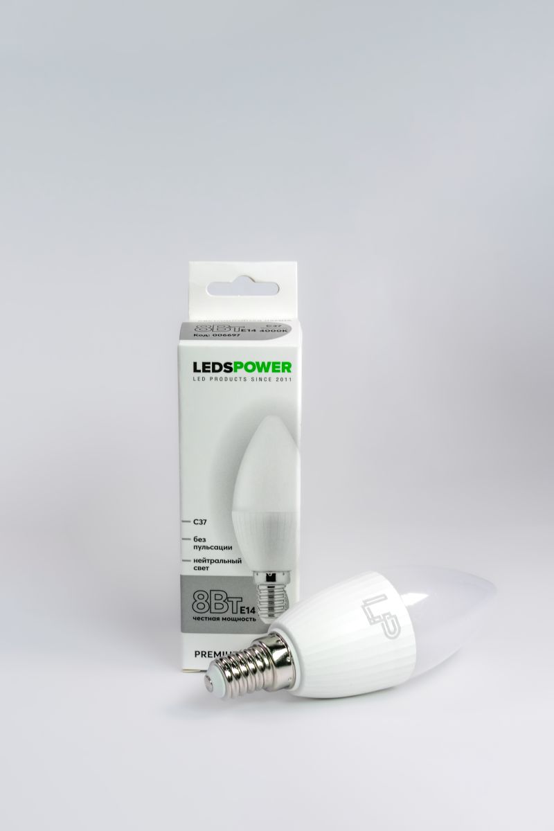 Светодиодная лампа LEDS POWER C37 E14 8Вт 4000К 006697 в Санкт-Петербурге