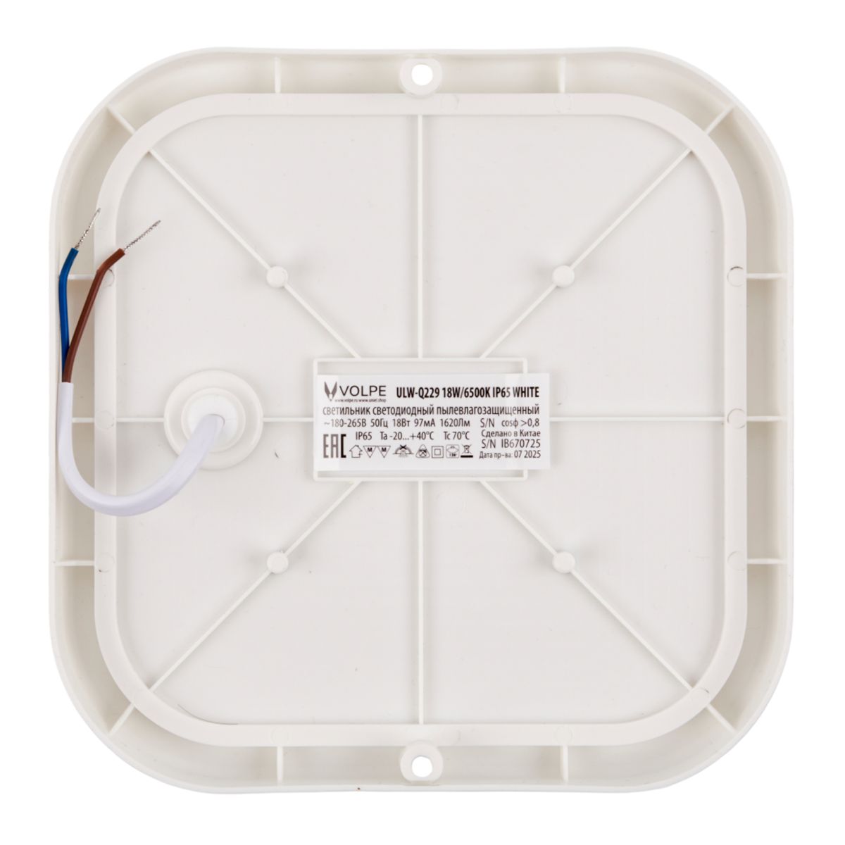 Накладной светильник влагозащищенный Volpe ULW-Q229 18W/6500K IP65 WHITE UL-00013191 в Санкт-Петербурге