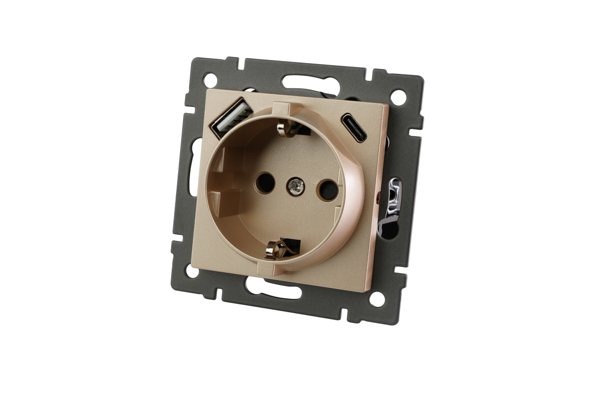 Механизм розетки с USB зарядкой Arlight SCT-MUAC-PL-GD-V (250V, 16A) 049832 в Санкт-Петербурге