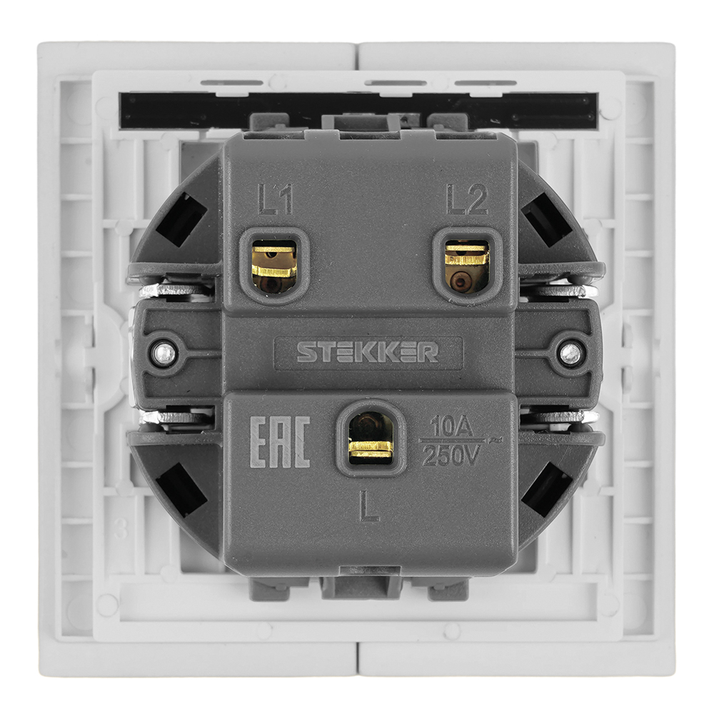 Выключатель 2-клавишный c индикатором (механизм) Stekker Мия 250В 10А RSW10-3102-01 белая магнолия 50432 в Санкт-Петербурге