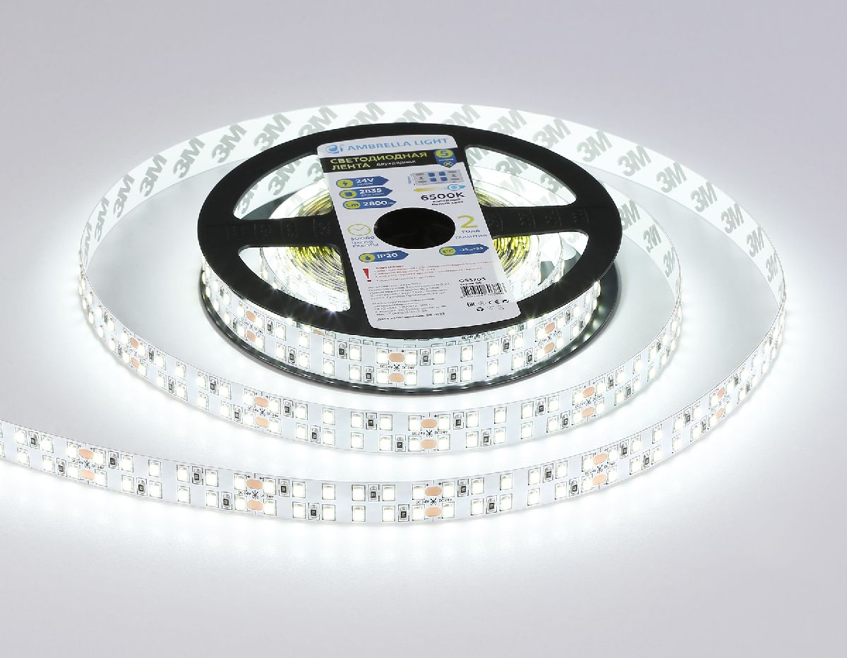 Светодиодная лента двухрядная Ambrella Light LED Strip 24В 2835 24Вт/м 6500K 5м IP20 GS3703 в Санкт-Петербурге