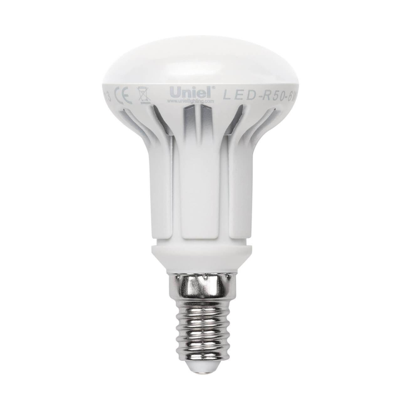Лампа светодиодная рефлекторная (UL-00000934) Uniel E14 6W 4500K матовая LED-R50-6W/NW/E14/FR/DIM PLP01WH в Санкт-Петербурге