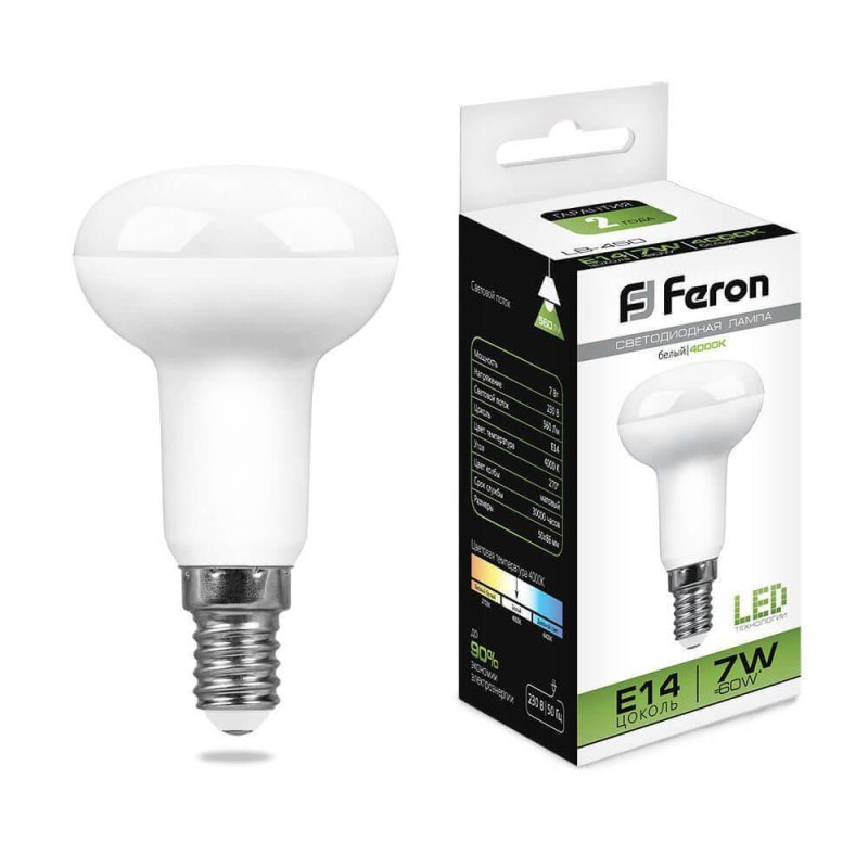 Лампа светодиодная Feron E14 7W 4000K Груша Матовая LB-450 25514 в #REGION_NAME_DECLINE_PP#