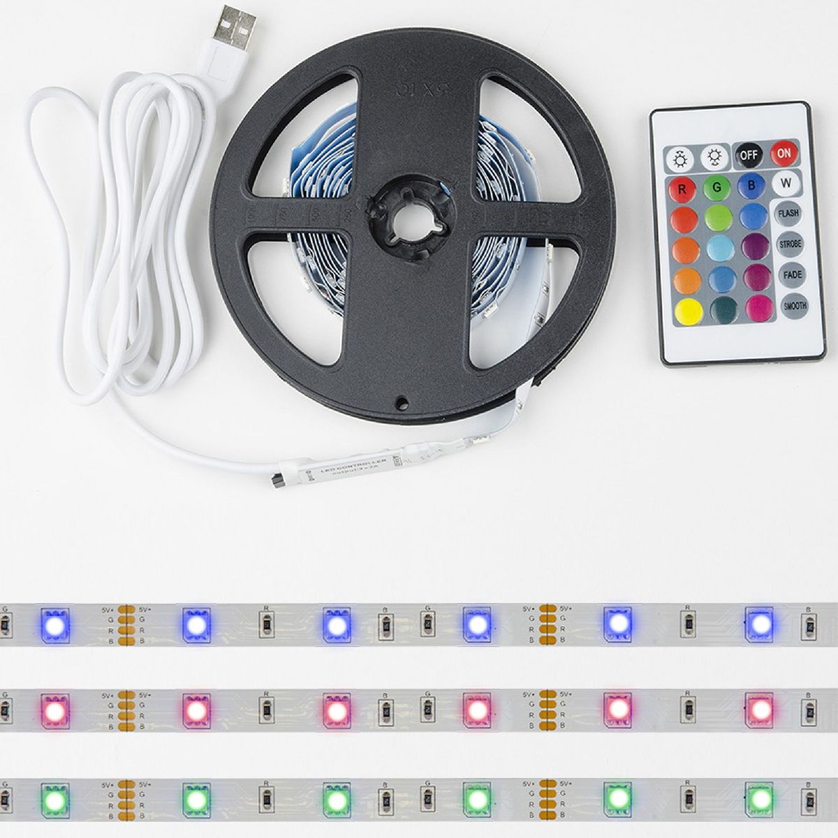 Светодиодная лента Uniel ULS-U12 3M/RGB/1.5M/USB/RC IP20 RUA02C24 блистер UL-00007534 в Санкт-Петербурге