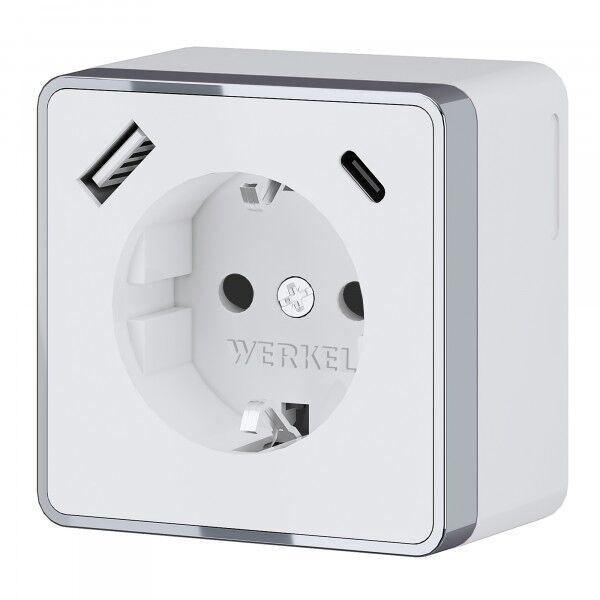 Розетка с заземлением, шторками и USB тип A+C Werkel Gallant W5071706 4690389179624 a057701 в Санкт-Петербурге