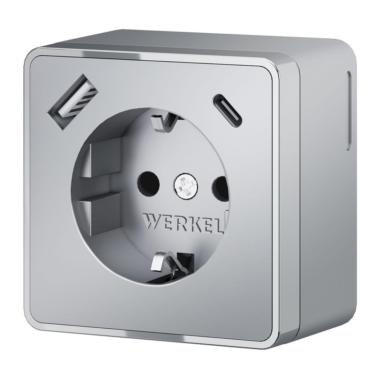 Розетка с заземлением, шторками и USB тип A+C Werkel Gallant W5071706 4690389179624 a057701 в Санкт-Петербурге