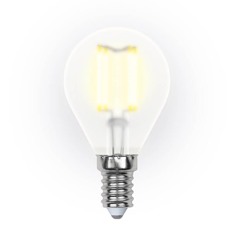 Лампа светодиодная филаментная (UL-00000303) Uniel E14 6W 3000K матовая LED-G45-6W/WW/E14/FR PLS02WH в Санкт-Петербурге