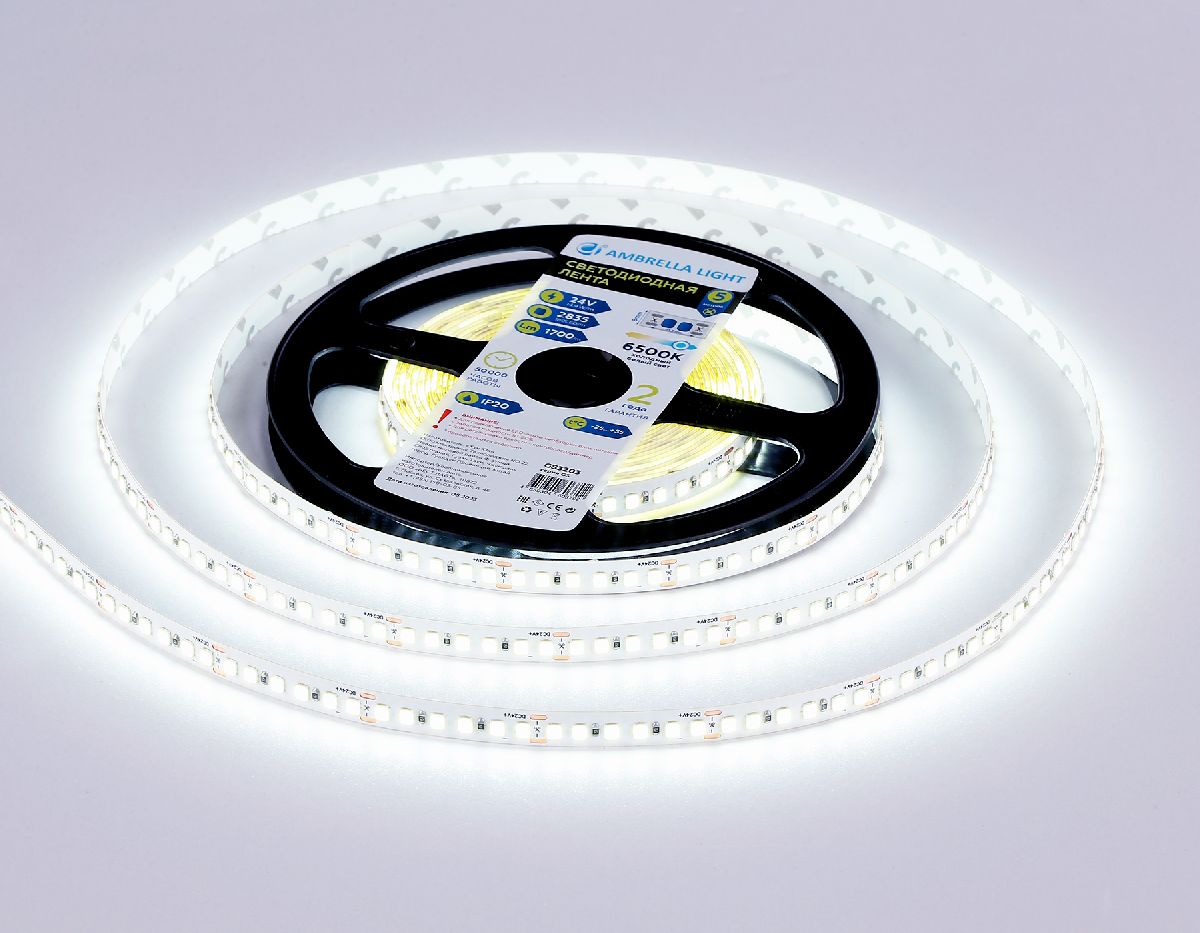 Светодиодная лента Ambrella Light LED Strip 24В 2835 14,4Вт/м 6500K 5м IP20 GS3203 в Санкт-Петербурге