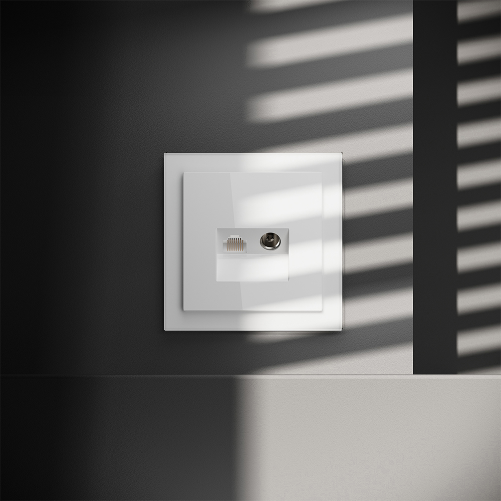 Розетка телевизионная встраиваемая Voltum S70 TV+RJ45 кат. 6, (белый глянцевый) VLS060701 в #REGION_NAME_DECLINE_PP#