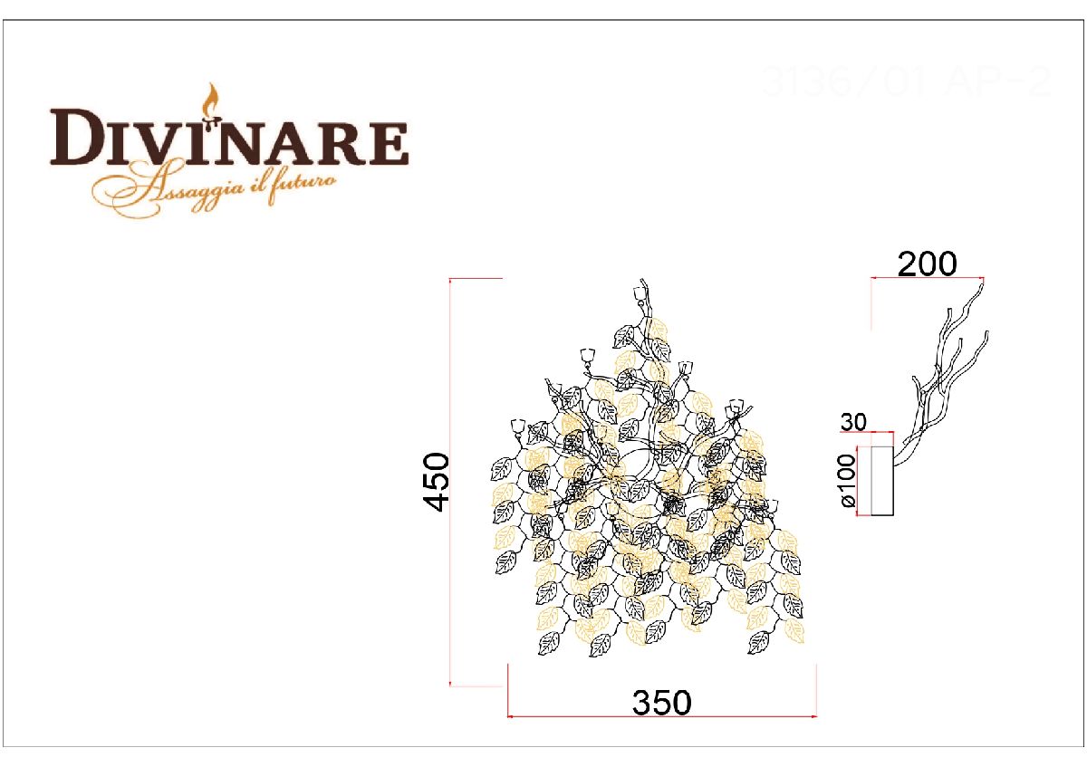 Настенный светильник Divinare Salice 3136/01 AP-3 в #REGION_NAME_DECLINE_PP#