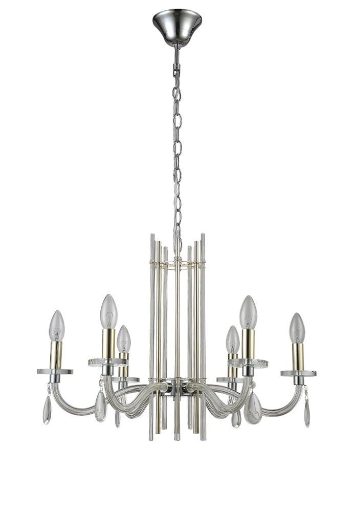 Подвесная люстра Crystal Lux AURELIO SP6 GOLD+CHROME/TRANSPARENT в #REGION_NAME_DECLINE_PP#