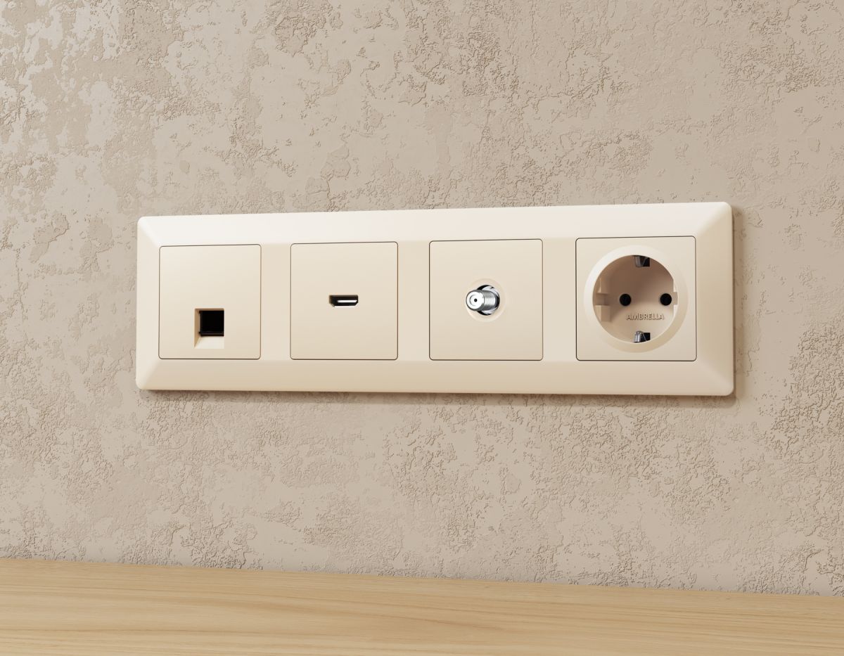 Комплект механизма TV розетки SAT 5-2400MHz 3.5dB Alfa Бежевый матовый Quant Ambrella Volt MA333050 (AP3330, VM215) в #REGION_NAME_DECLINE_PP#