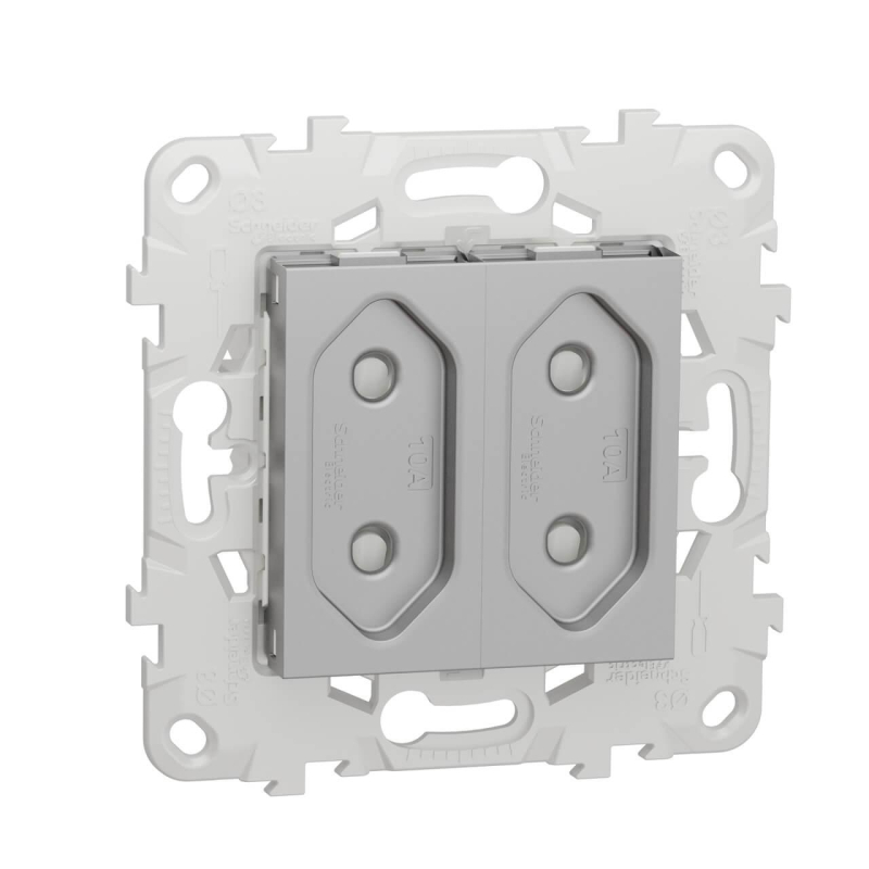 Розетка двойная Schneider Electric Unica New б/з со шторками NU503130 в #REGION_NAME_DECLINE_PP#
