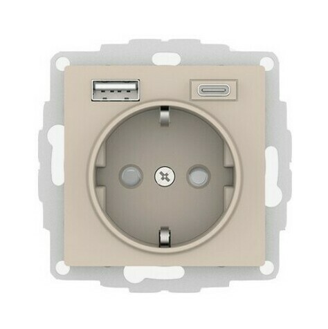 Розетка 16А c 2 USB A+C, 5В/2,4А/3,0А, 2х5В/1,5А, механизм Systeme Electric AtlasDesign Песочный ATN001232 в Санкт-Петербурге