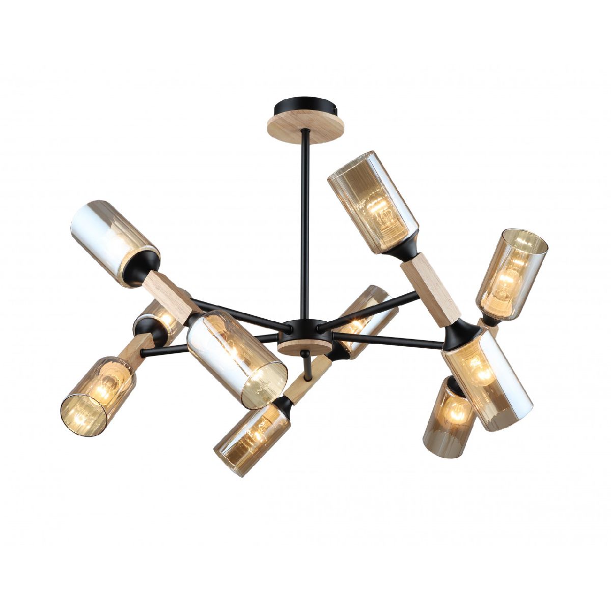 Люстра на штанге IMEX MD.5495-10-S-BK+WOOD в Санкт-Петербурге