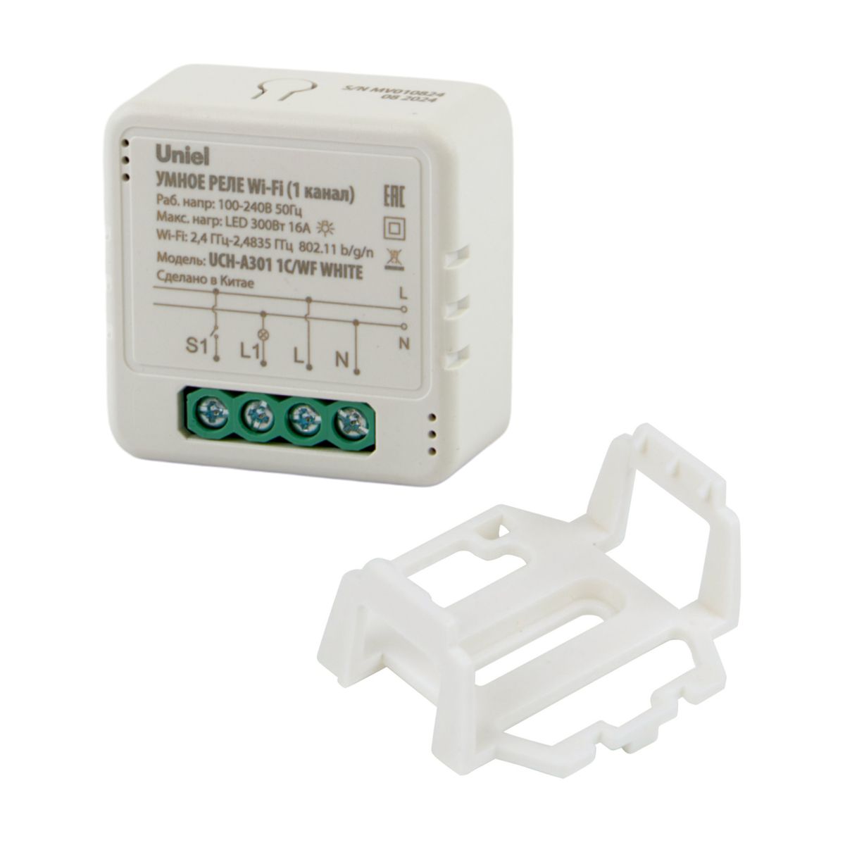 Умное реле Wi-Fi Uniel UL-00011708 1 канал. 100-240В. 16А 300Вт UCH-A301 1C/WF WHITE в #REGION_NAME_DECLINE_PP#