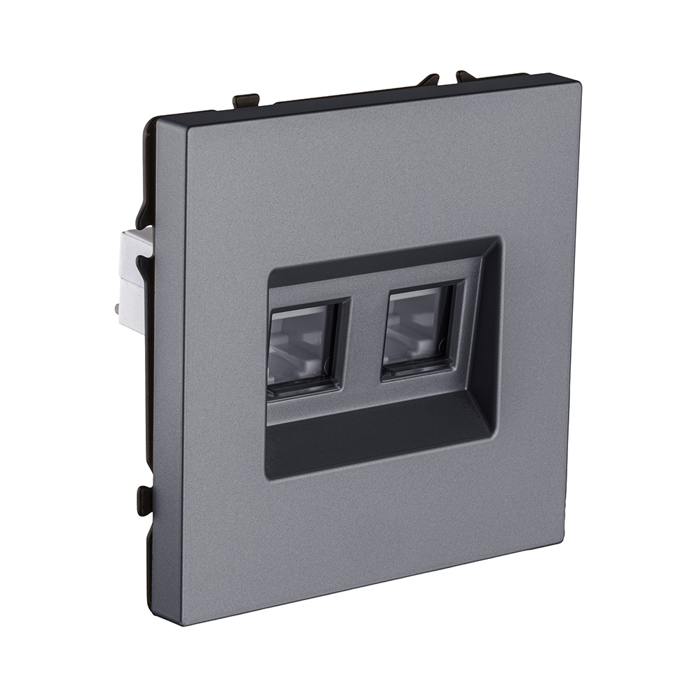 Розетка двойная Ethernet RJ45 Cat.6, серый Kollinger Eclipse EC-018GY в #REGION_NAME_DECLINE_PP#