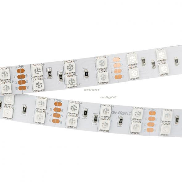 Светодиодная лента Arlight RT 2-5000 24V RGB 2x2 (5060, 600 LED, LUX) 011205 в Санкт-Петербурге
