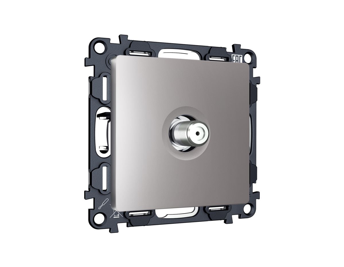 Комплект механизма TV розетки SAT 5-2400MHz 3.5dB Alfa Сталь матовый Quant Ambrella Volt MA513050 (AP5130, VM215) в Санкт-Петербурге