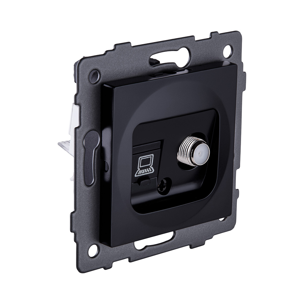 Розетка двойная спутниковая SAT + RJ45 Cat.6, черный Kollinger REA-022BK для Aspekt, Eleganz, Reflex в Санкт-Петербурге