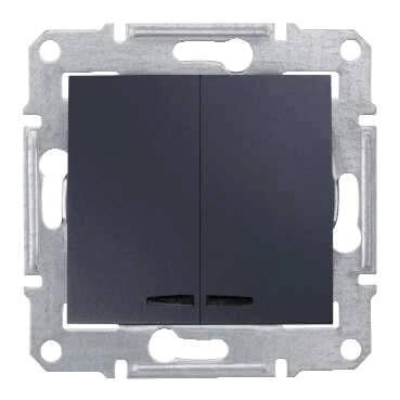 Выключатель двухклавишный с синей подсветкой Schneider Electric Sedna 10A 250V SDN0300370 в Санкт-Петербурге
